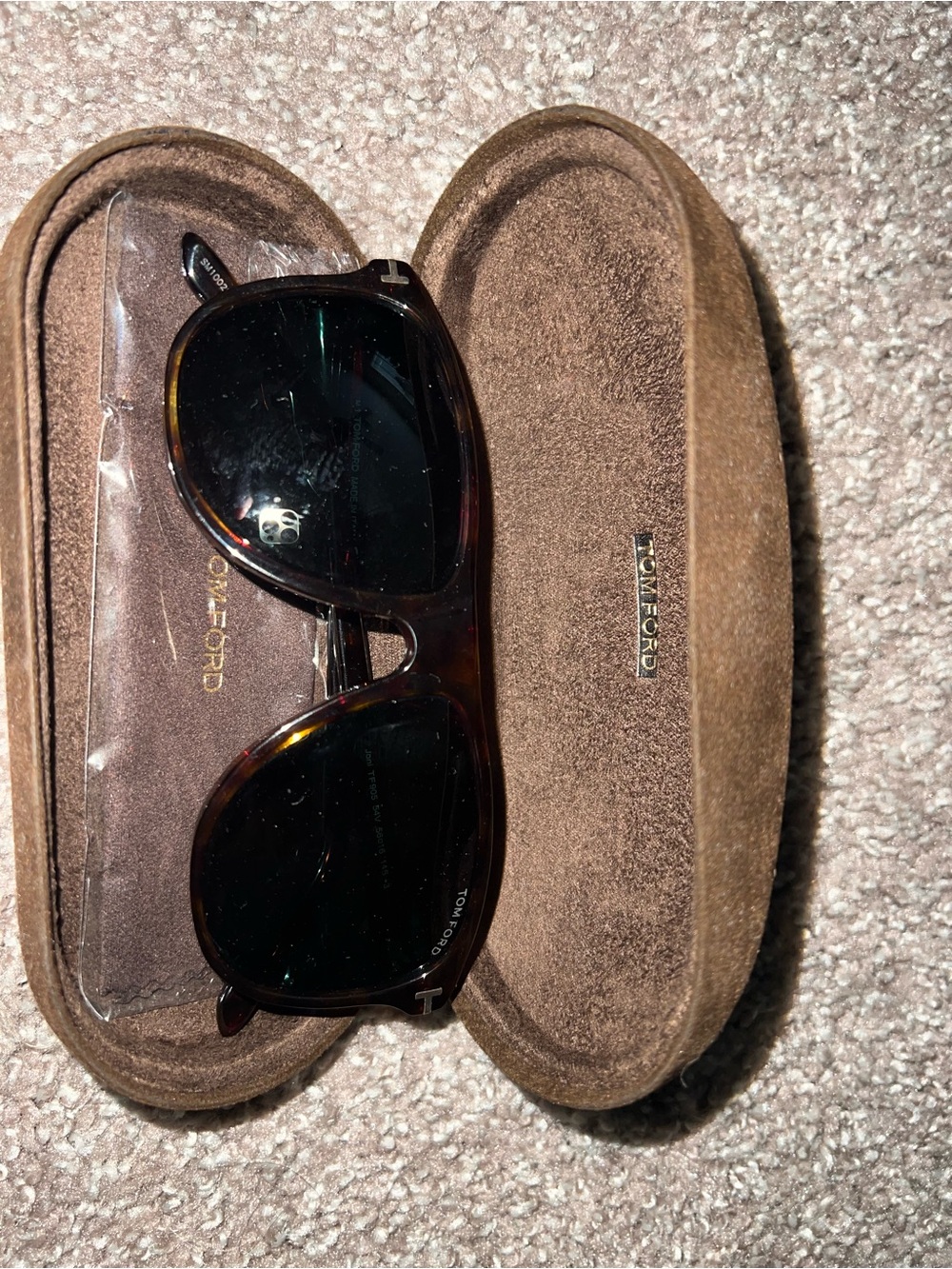 Tom Ford Tortoiseshell Sunglasses with Dark Green Lenses